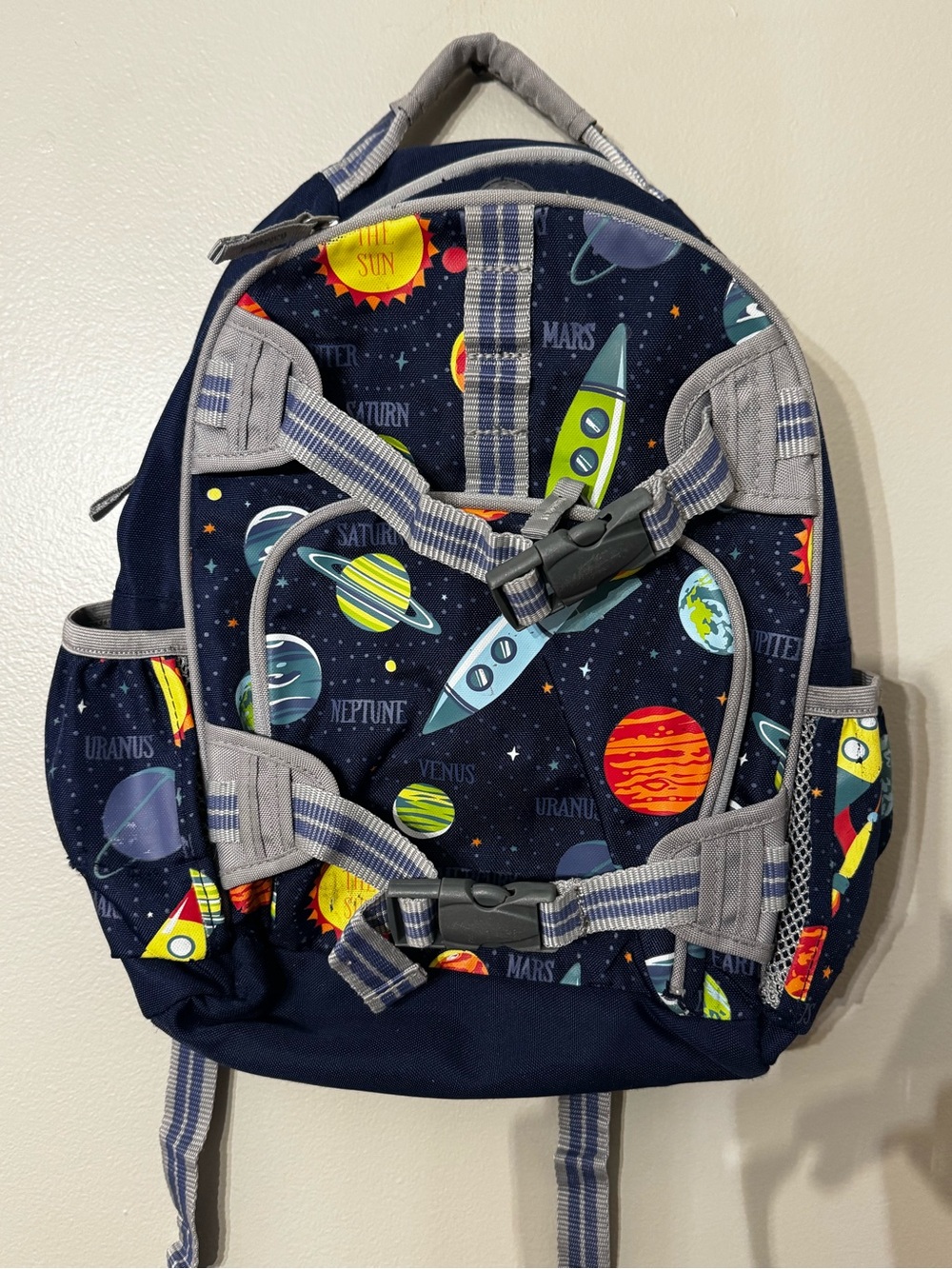 Pottery Barn Kids Mackenzie Small Backpack Navy Solar System Planets Rocket Ship
